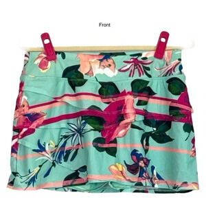 Zelos Green/Multi Floral Activewear Skort - Med